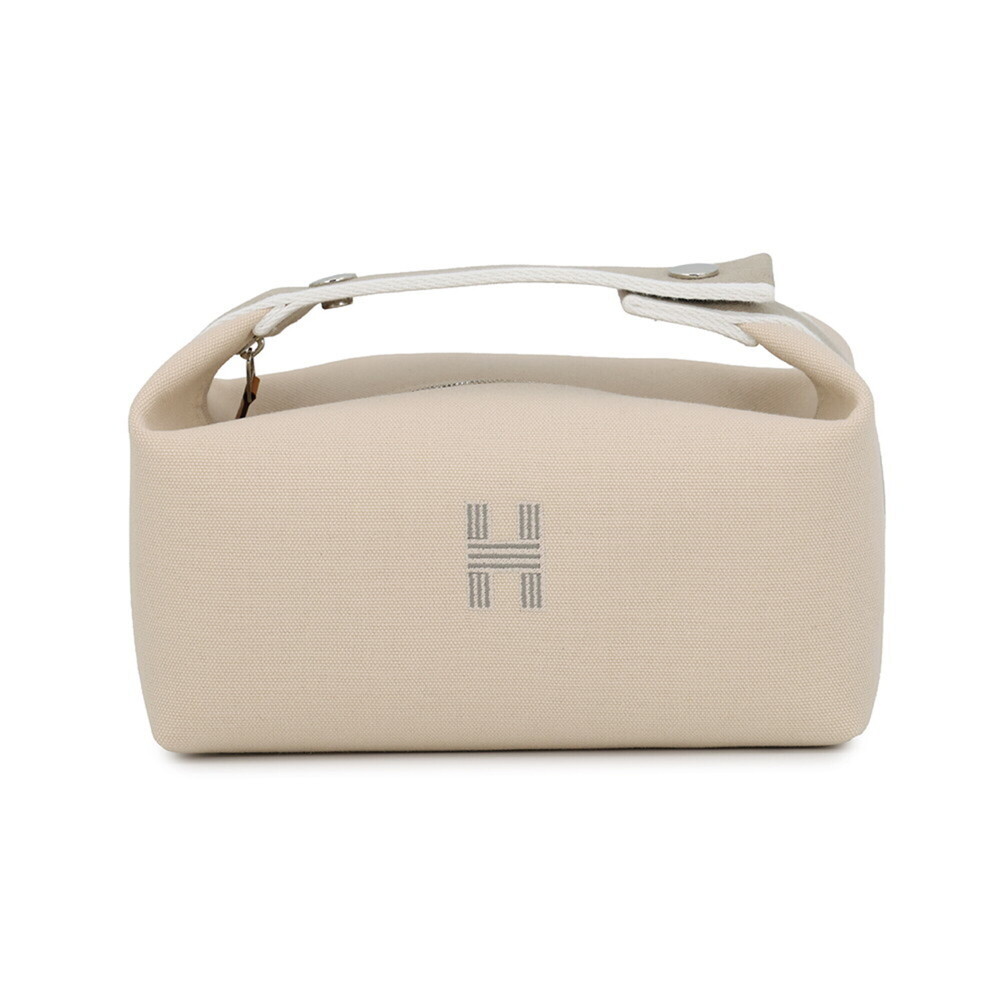 Hermes handbag pouch Bride à Black PM beige canvas HERMES